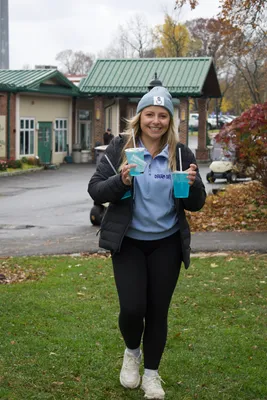 Volunteers were excited to sport our beanies while delivering drinks to our participants