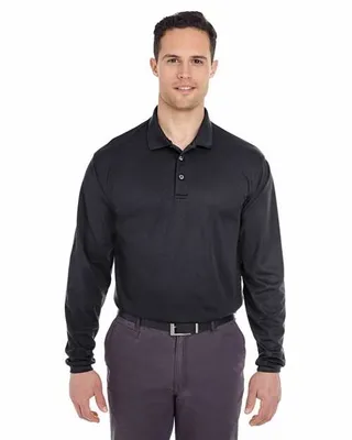 UltraClub Adult Cool & Dry Long-Sleeve MeshPiqu Polo - Custom Promo Now - UK