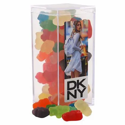 Clever Candy Large Rectangle Acrylic Candy Box with Gummy Bears - Custom Promo Now - UK