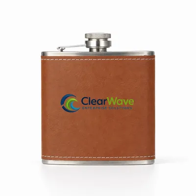 Leather Wrapped Hip Flasks - Custom Promo Now - UK