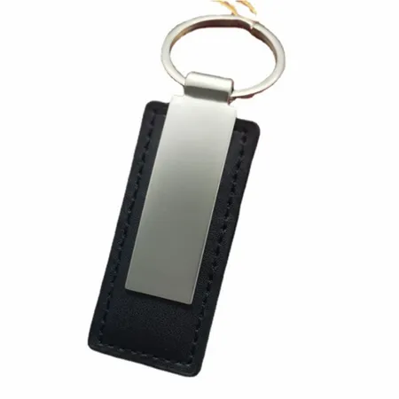 Rectangle Leather & Metal Keychain Rectangle Leather & Metal Keychain - Custom Promo Now - UK