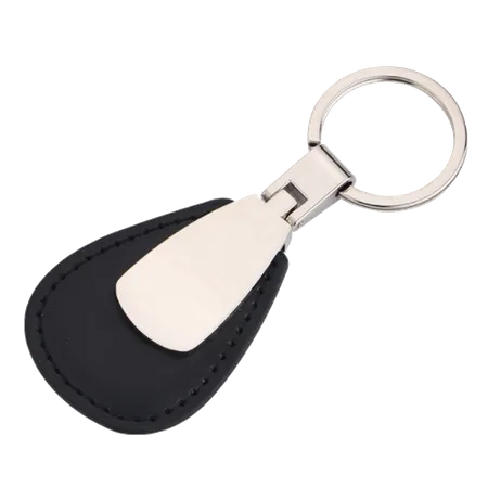 Teardrop Leather & Metal Keychain Teardrop Leather & Metal Keychain - Custom Promo Now - UK