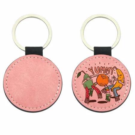 Full-Color Circle Leather Keychain Full-Color Circle Leather Keychain - Custom Promo Now - UK