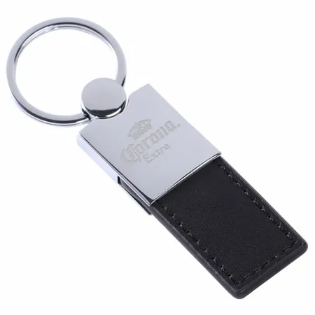 Polished Metal & Leather Keychain Polished Metal & Leather Keychain - Custom Promo Now - UK