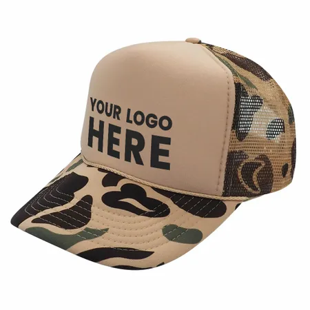 Nissun CPC - Foam Trucker Hat Camo, 5-Panel Camouflage Cap - Custom Promo Now - UK