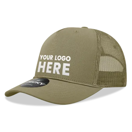 Decky 6040 - 5 Panel Mid Profile Structured Cotton/Poly Blend Trucker w/Rope Cap - Custom Promo Now - UK