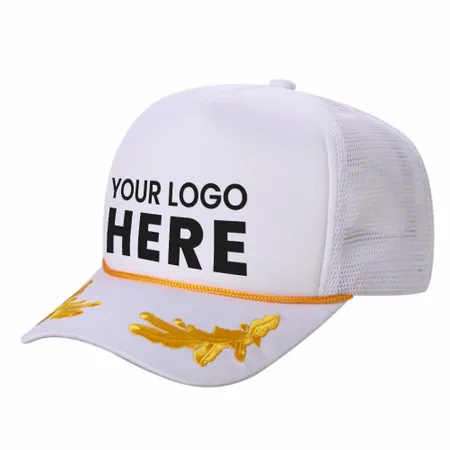 Unbranded Captain Military Foam Trucker Hat with Gold Leaf - Custom Promo Now - UK