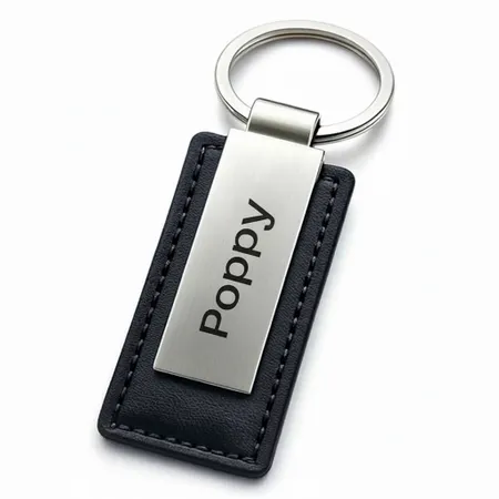 Rectangle Leather & Metal Keychain - Custom Promo Now - UK