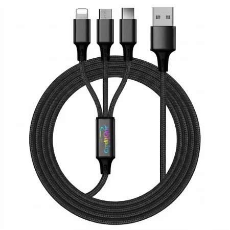 Nylon Braided 3-in-1 Charging Cables - Custom Promo Now - UK