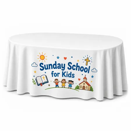 Custom Oval Table Covers - Custom Promo Now - UK