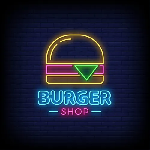 Burger Shop Neon Sign - Custom Promo Now - UK