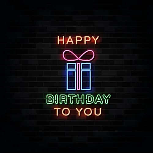 Happy Birthday To You with Gift Neon Sign - Custom Promo Now - UK
