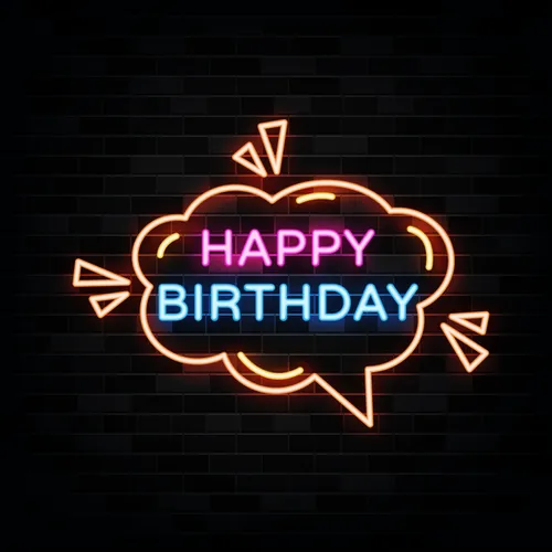 Happy Birthday in Bubble Thought Neon Sign - Custom Promo Now - UK