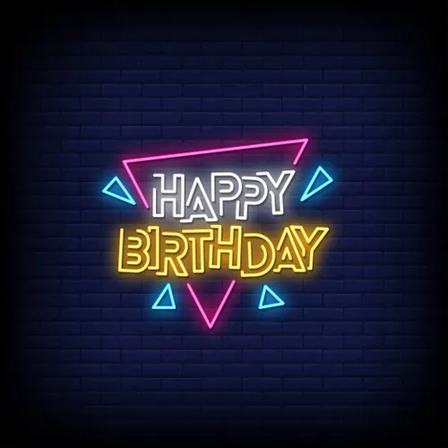 Angles Happy Birthday Neon Sign - Custom Promo Now - UK