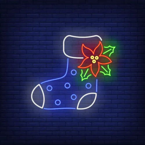 Boot Sock with Ponsettia Flower Neon Sign - Custom Promo Now - UK