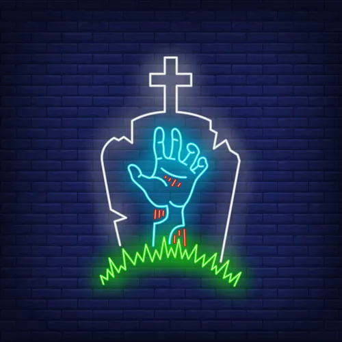 Gravestone Zombie Hand Neon Sign - Custom Promo Now - UK