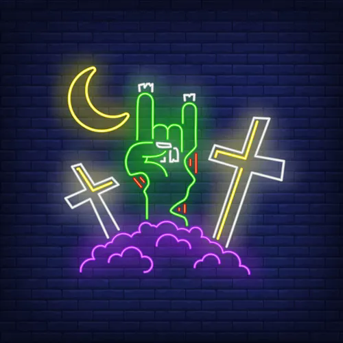 Devil Horn Zombie Hand Gesture Neon Sign - Custom Promo Now - UK