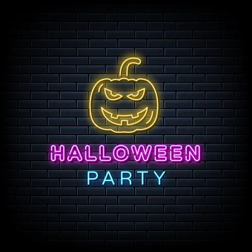 Halloween Party Neon Sign with Pumpkin - Custom Promo Now - UK