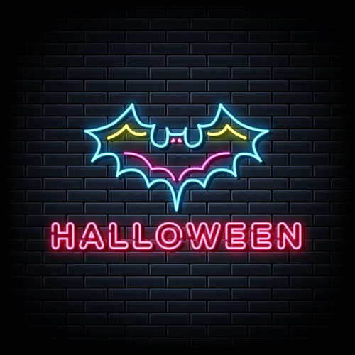 Halloween Neon Sign with Bat - Custom Promo Now - UK