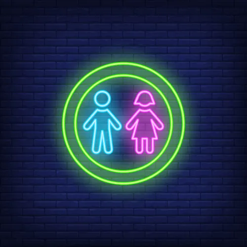 Boy & Girl Silhouettes Circle Neon Sign - Custom Promo Now - UK
