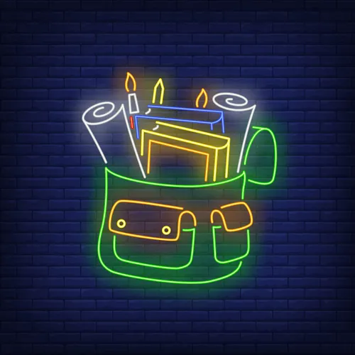 Backpack With Stationery Neon Sign - Custom Promo Now - UK