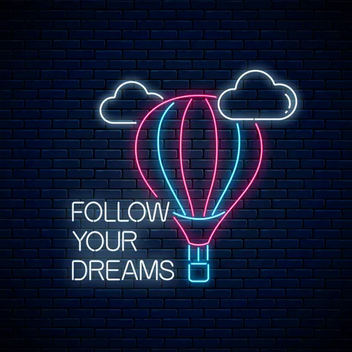 Follow Your Dreams With Hot Air Balloon Neon Sign - Custom Promo Now - UK