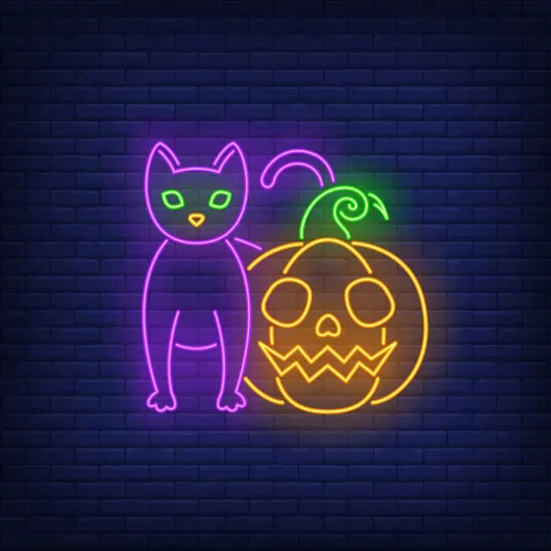 Scary Pumpkin Cat Neon Sign - Custom Promo Now - UK