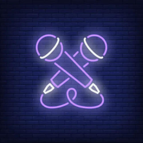 Crossed Microphone Neon Sign - Custom Promo Now - UK