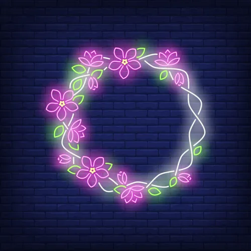 Floral Round Frame Neon Sign - Custom Promo Now - UK