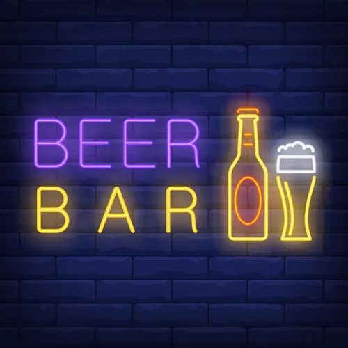 Beer & Bar with Bottle & Glass Neon - Custom Promo Now - UK