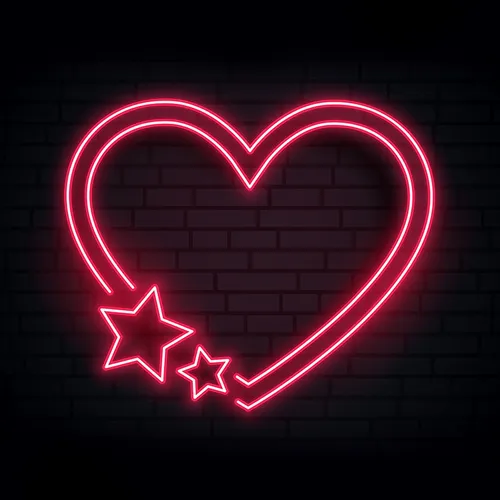Red Love Heart Star Neon Sign - Custom Promo Now - UK