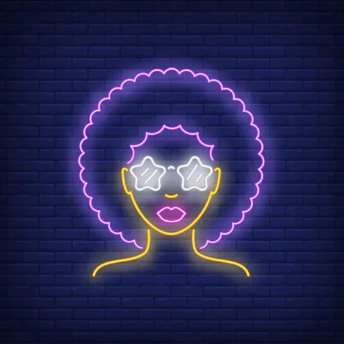 Afro Retro Girl Neon Sign - Custom Promo Now - UK