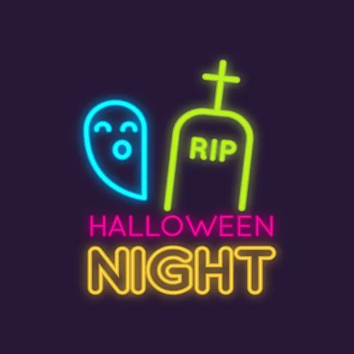 RIP Ghost Halloween Night Neon Sign - Custom Promo Now - UK