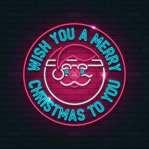 Circle Santa Christmas Neon Sign - Custom Promo Now - UK