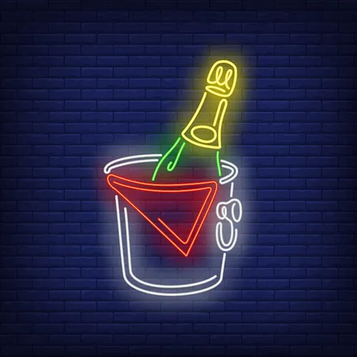 Wine in Ice Bucket Neon Sign - Custom Promo Now - UK
