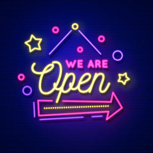 We Are Open Hanging Neon Sign - Custom Promo Now - UK