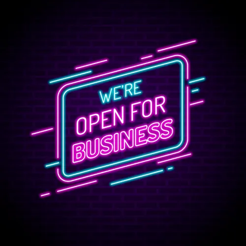 Open For Business Neon Sign - Custom Promo Now - UK