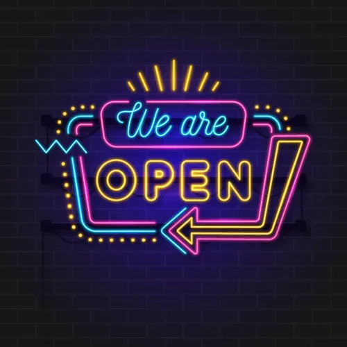 We Are Open Modern Neon Sign - Custom Promo Now - UK