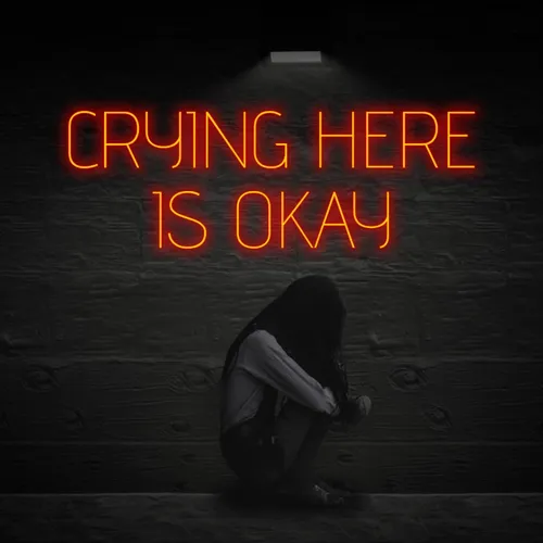 Crying Here Is Okay Neon Sign - Custom Promo Now - UK
