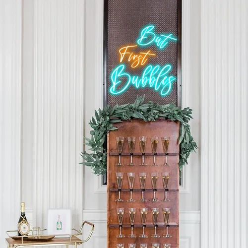 But First Bubbles Wedding Party Neon Sign - Custom Promo Now - UK