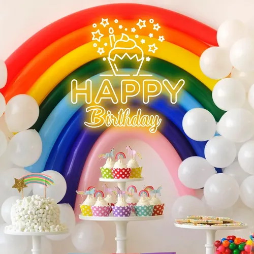 Happy Birthday Cupcake Neon Sign - Custom Promo Now - UK