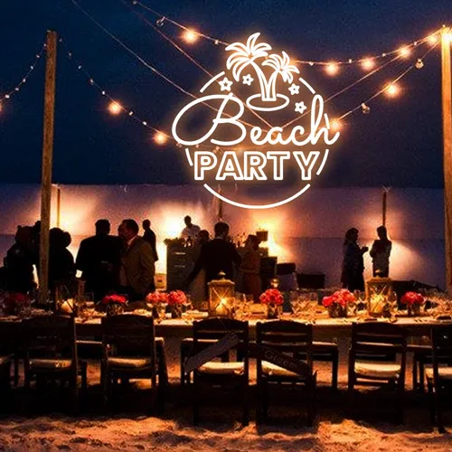 Beach Party Neon Sign - Custom Promo Now - UK