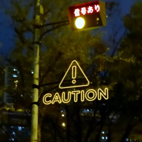 Caution Neon Sign - Custom Promo Now - UK