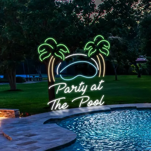 Party At The Pool Neon Sign - Custom Promo Now - UK