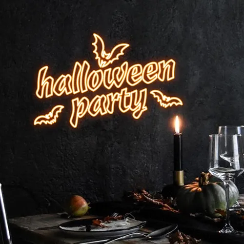 Halloween Night Typography Neon Sign - Custom Promo Now - UK