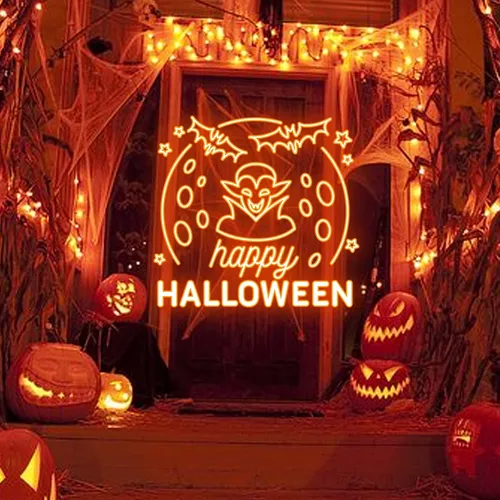 Happy Halloween Dracula Neon Sign - Custom Promo Now - UK