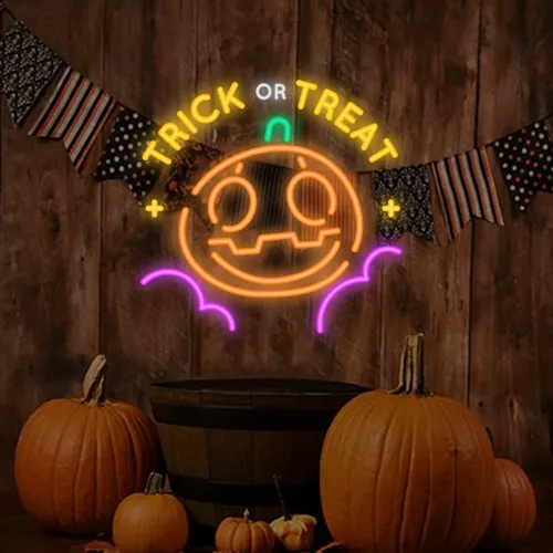 Trick or Treat Neon Sign - Custom Promo Now - UK