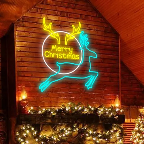 Merry Christmas Deer Neon Sign - Custom Promo Now - UK