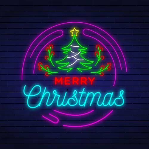 Merry Christmas Flower Tree Neon Sign - Custom Promo Now - UK