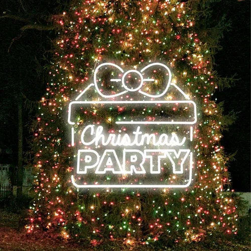 Christmas Party Gift Box Neon Sign - Custom Promo Now - UK